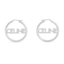 24PF new/CELINE フープイヤリング Earring Silver Women's Hoops in brass with rhodium finish and crystals