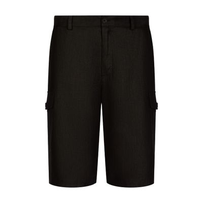 Shop Dolce & Gabbana Linen Cargo Shorts With Tag In Black