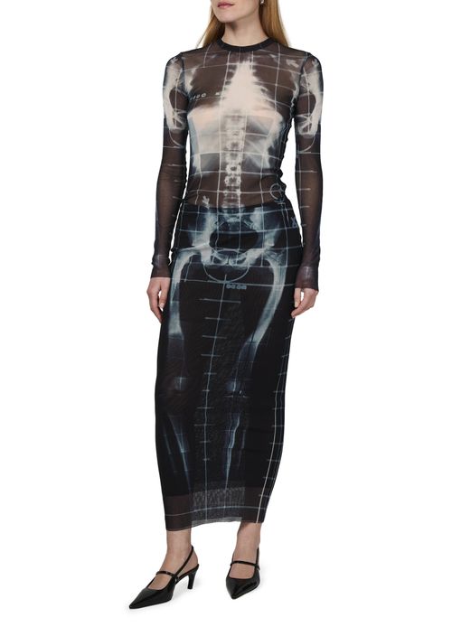 JEAN PAUL GAULTIER Langer bedruckter Mesh-Rock The Squeletor