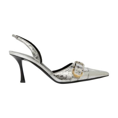 Givenchy Voyou Metallic Buckle Slingback Pumps In Silver