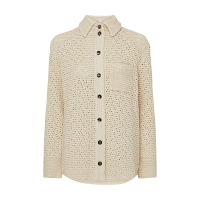 Bottega Veneta Cotton Crochet Shirt In Beige