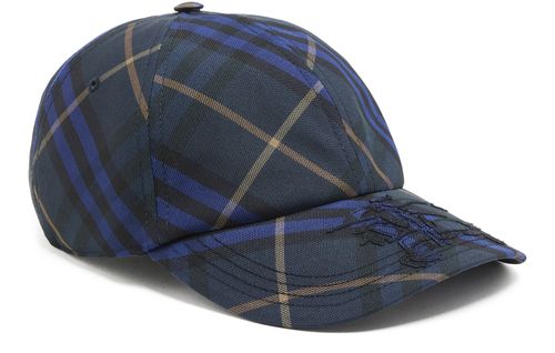 BURBERRY Casquette de baseball en coton mélangé Check